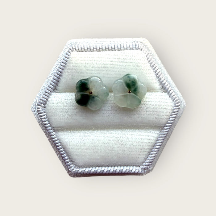 Dainty Floral Jadeite Earring Studs