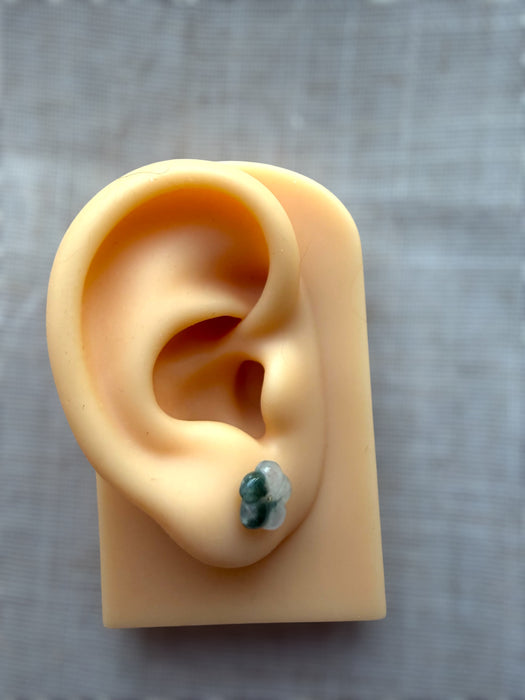 Dainty Floral Jadeite Earring Studs