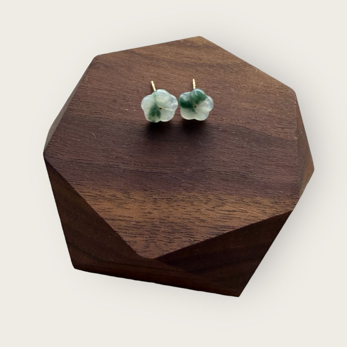Dainty Floral Jadeite Earring Studs