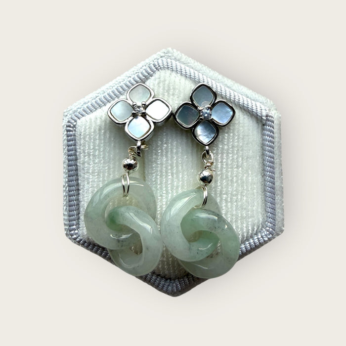 Green Jadeite Interlocked Earring Studs