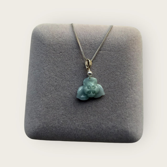 Blue Jadeite Lotus Flower Necklace