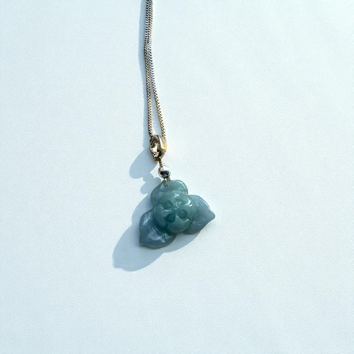 Blue Jadeite Lotus Flower Necklace