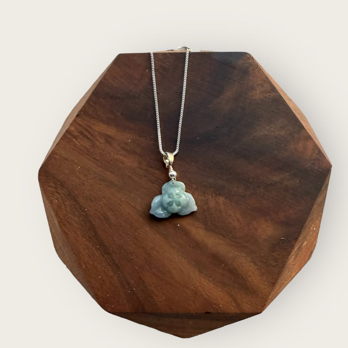 Blue Jadeite Lotus Flower Necklace