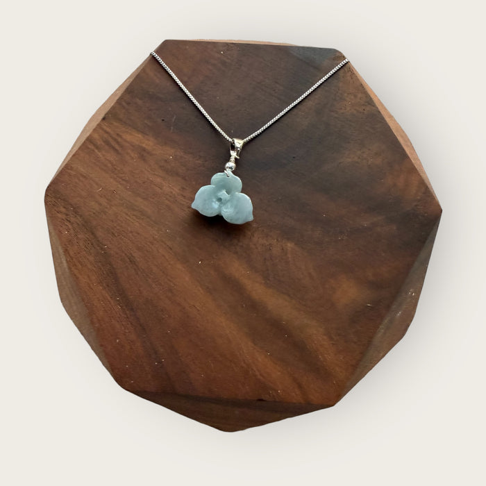 Blue Jadeite Lotus Flower Necklace