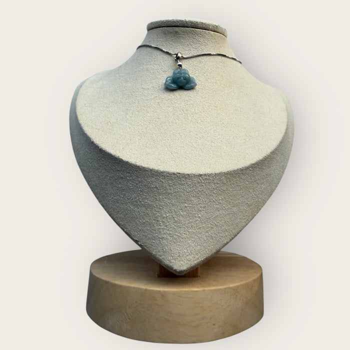Blue Jadeite Lotus Flower Necklace
