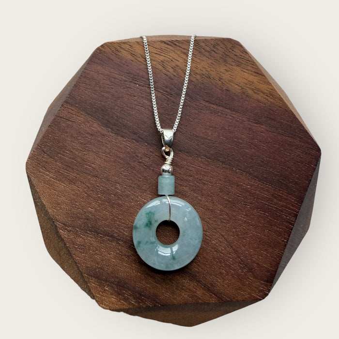 Lavender Floating Flower Jadeite Donut Necklace