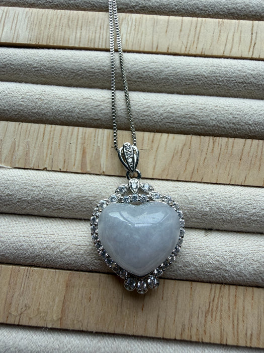 Purple Jadeite Heart Necklace