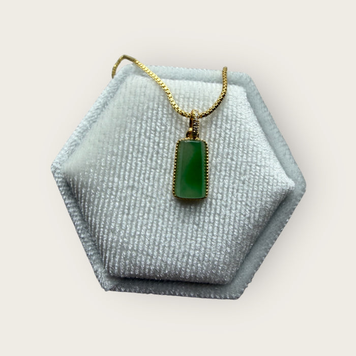 Green Jadeite Pendant Necklace - 18K Gold