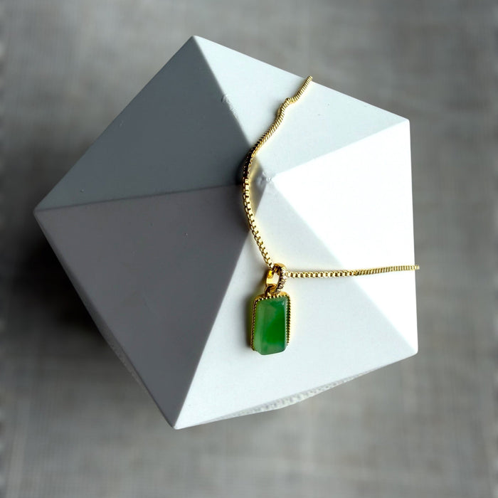 Green Jadeite Pendant Necklace - 18K Gold