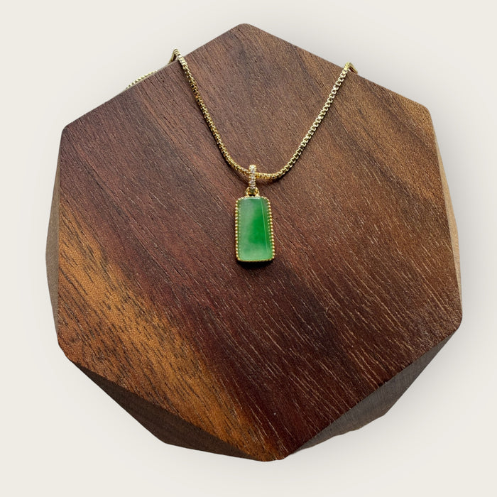 Green Jadeite Pendant Necklace - 18K Gold