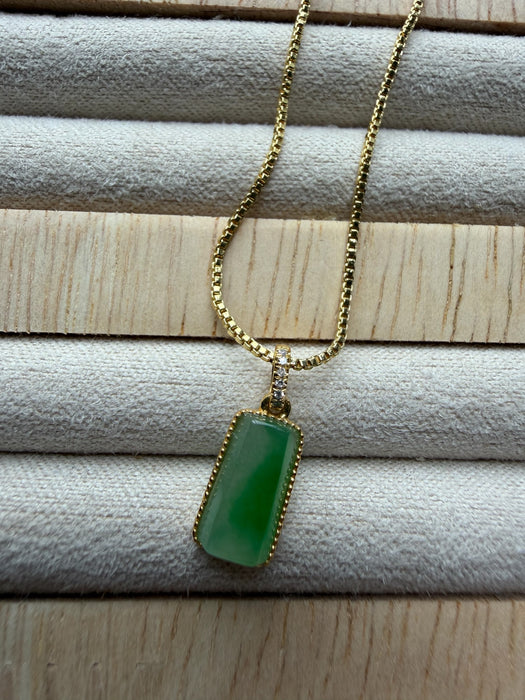 Green Jadeite Pendant Necklace - 18K Gold