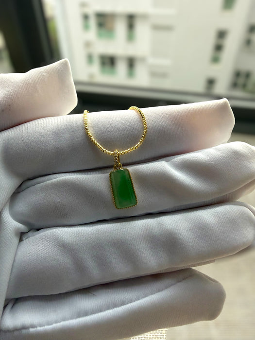 Green Jadeite Pendant Necklace - 18K Gold