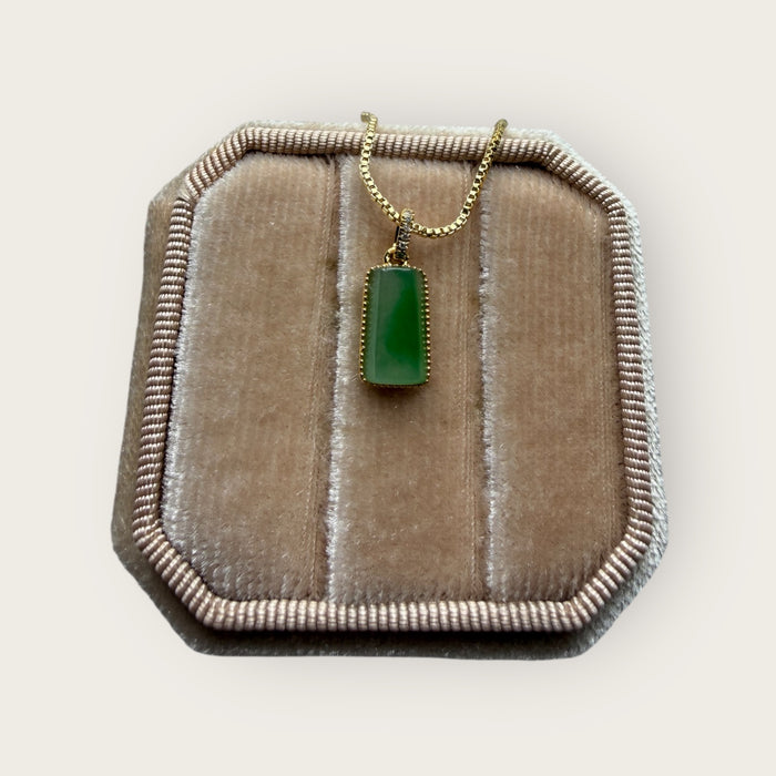Green Jadeite Pendant Necklace - 18K Gold