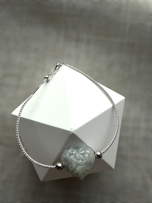 Carved Heart Jadeite Bracelet