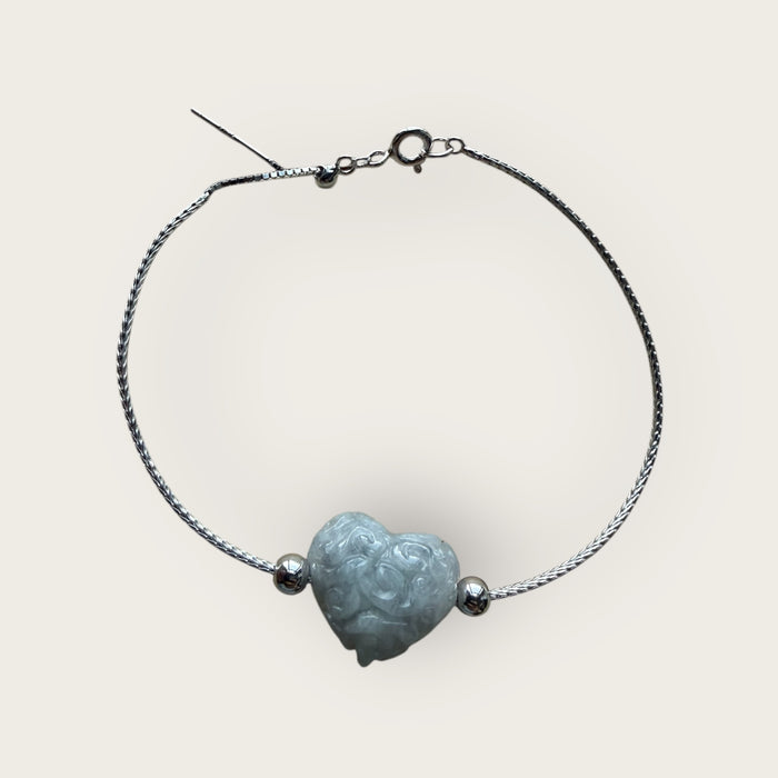 Carved Heart Jadeite Bracelet