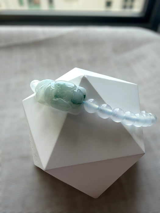Sky Blue Jadeite Lotus Flower Bracelet