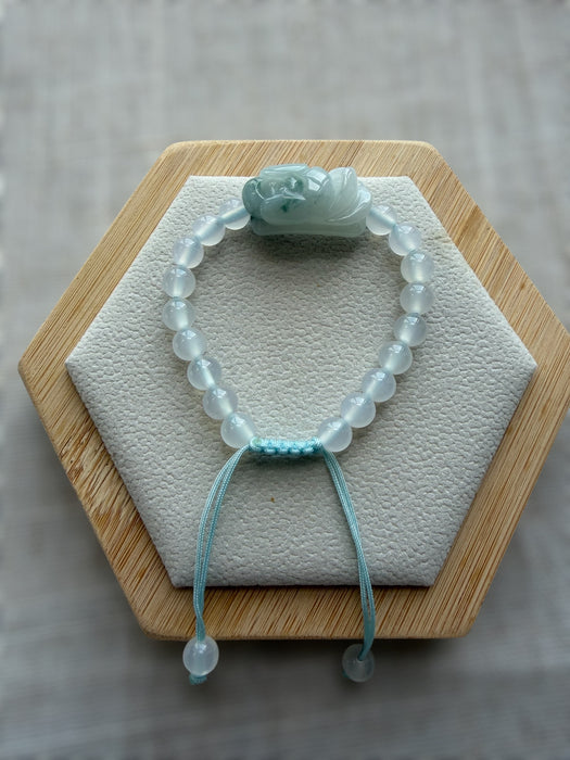 Sky Blue Jadeite Lotus Flower Bracelet