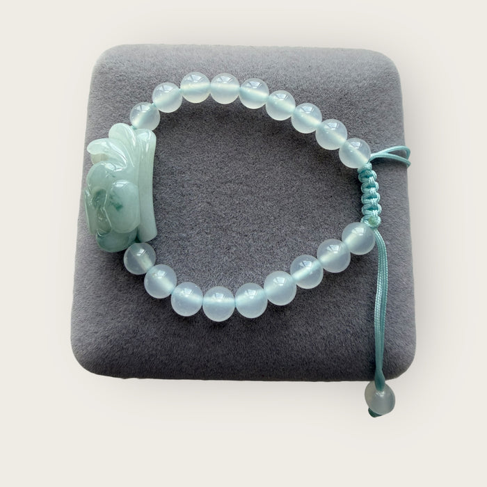 Sky Blue Jadeite Lotus Flower Bracelet