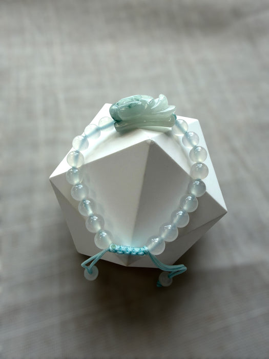 Sky Blue Jadeite Lotus Flower Bracelet