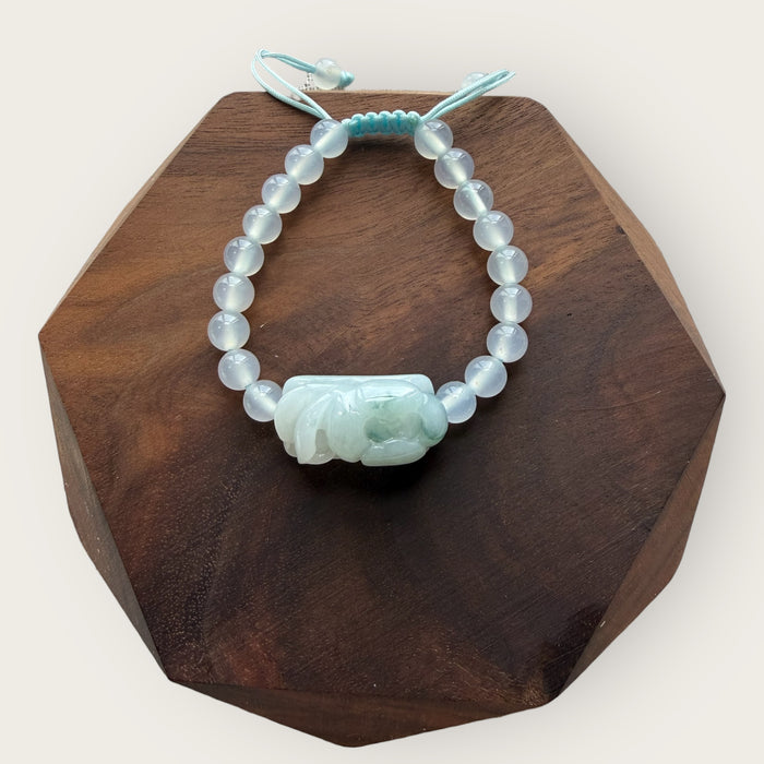 Sky Blue Jadeite Lotus Flower Bracelet