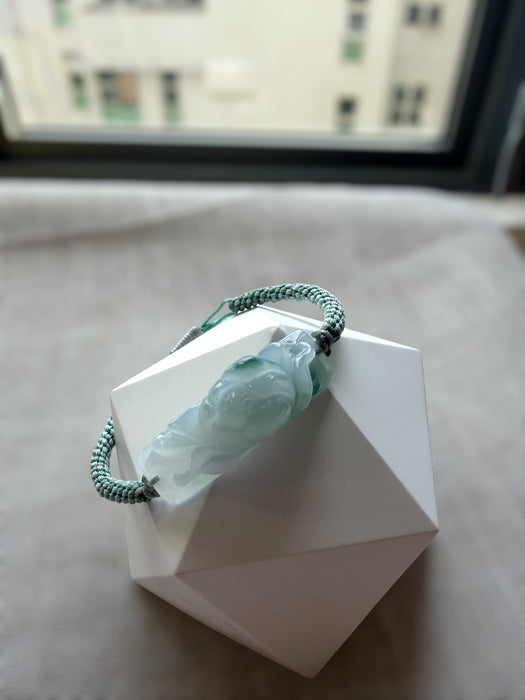 Blue Jadeite Floating Flowers Lotus Flower Bracelet