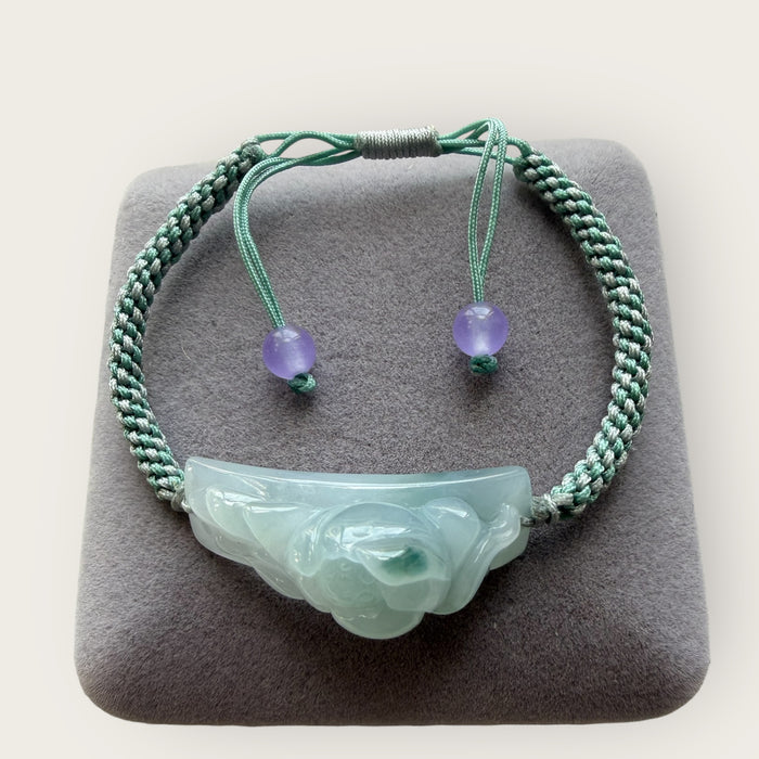 Blue Jadeite Floating Flowers Lotus Flower Bracelet