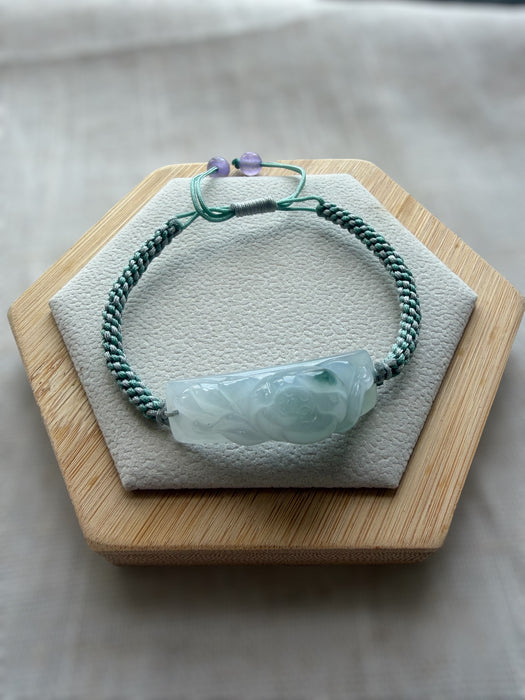 Blue Jadeite Floating Flowers Lotus Flower Bracelet