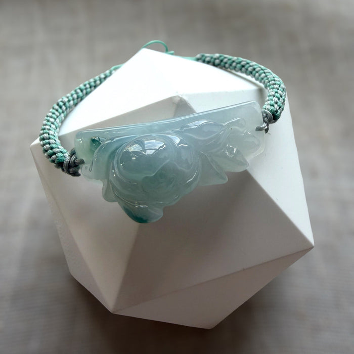 Blue Jadeite Floating Flowers Lotus Flower Bracelet