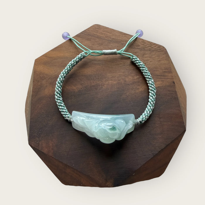 Blue Jadeite Floating Flowers Lotus Flower Bracelet