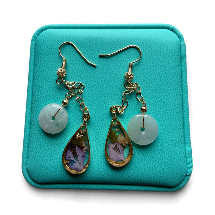 Floral Jadeite Earring Hooks