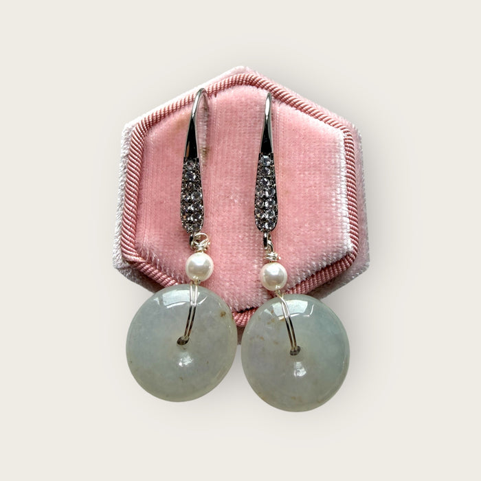 White Jadeite Donut Earring Hooks