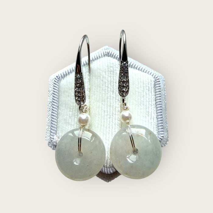 White Jadeite Donut Earring Hooks