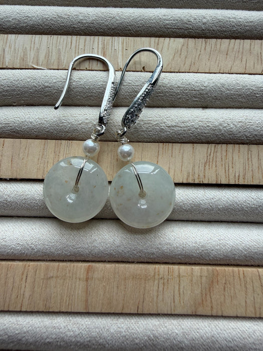 White Jadeite Donut Earring Hooks