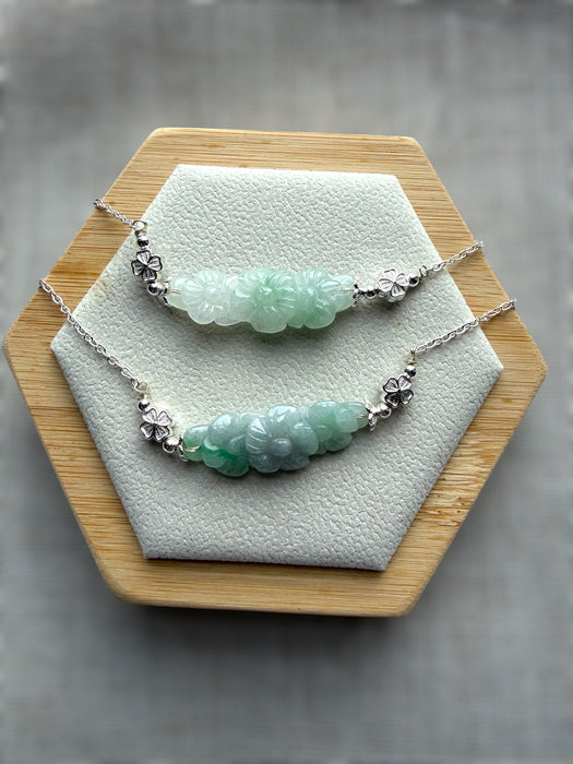 Trio Flower Jadeite Necklace