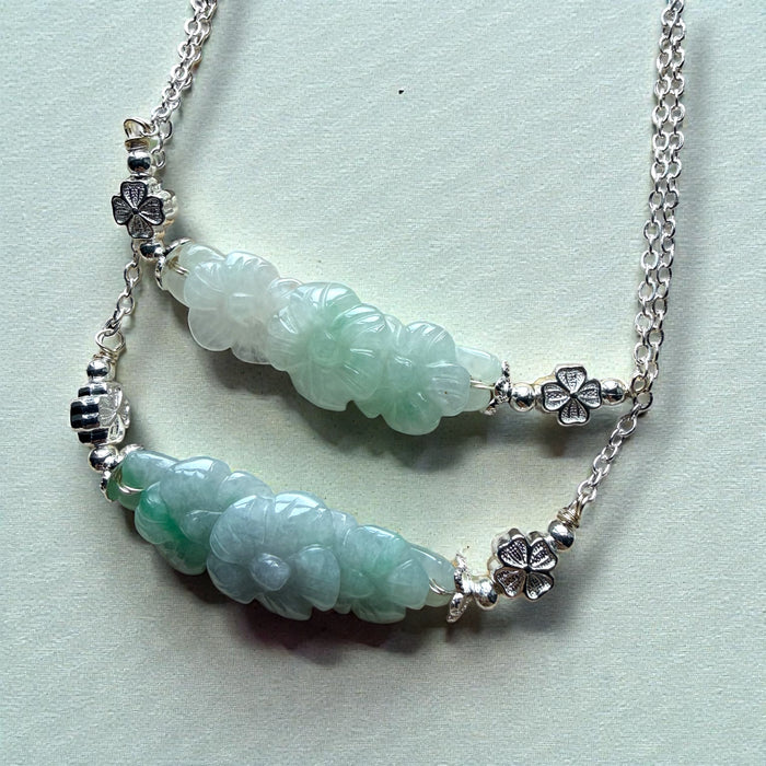 Trio Flower Jadeite Necklace