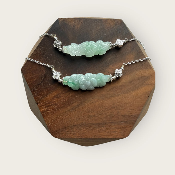 Trio Flower Jadeite Necklace
