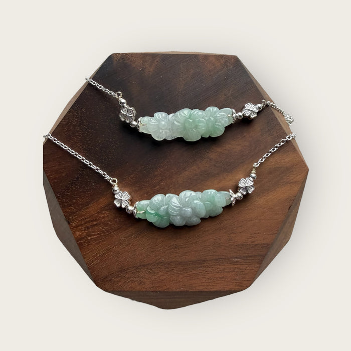 Trio Flower Jadeite Necklace
