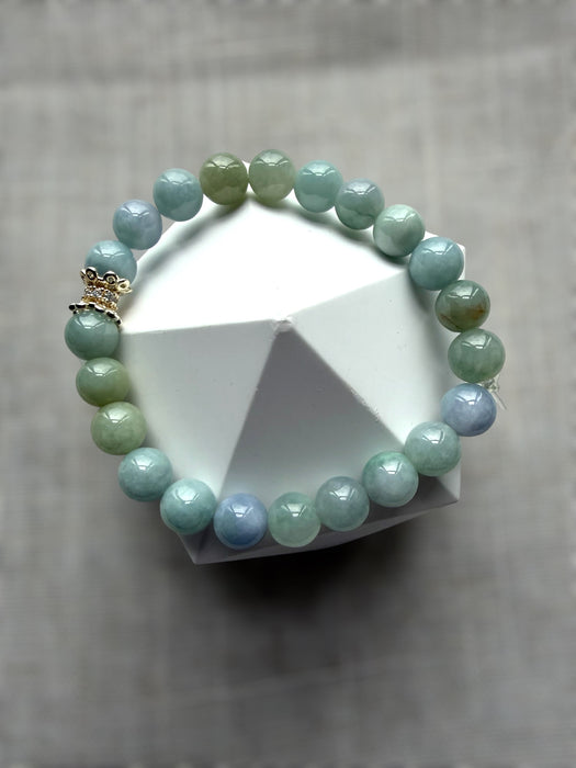 Blue Green Jadeite Bead Bracelet