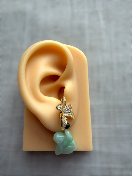 Green Rabbit Jadeite Earring Studs