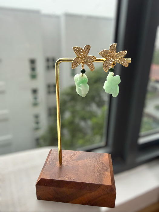 Green Rabbit Jadeite Earring Studs