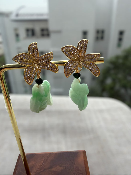 Green Rabbit Jadeite Earring Studs