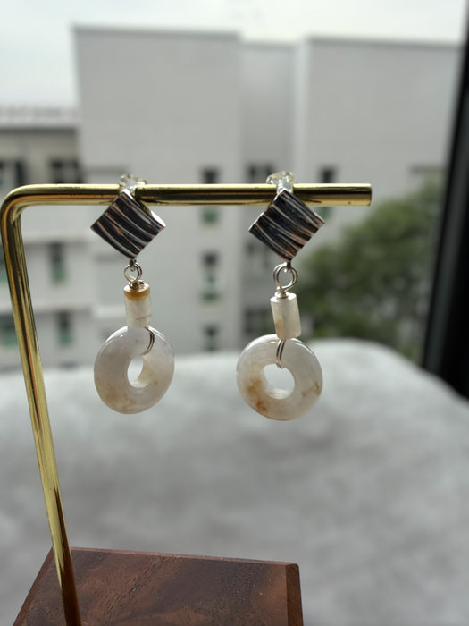 Sajin Donut Jadeite Earring Studs