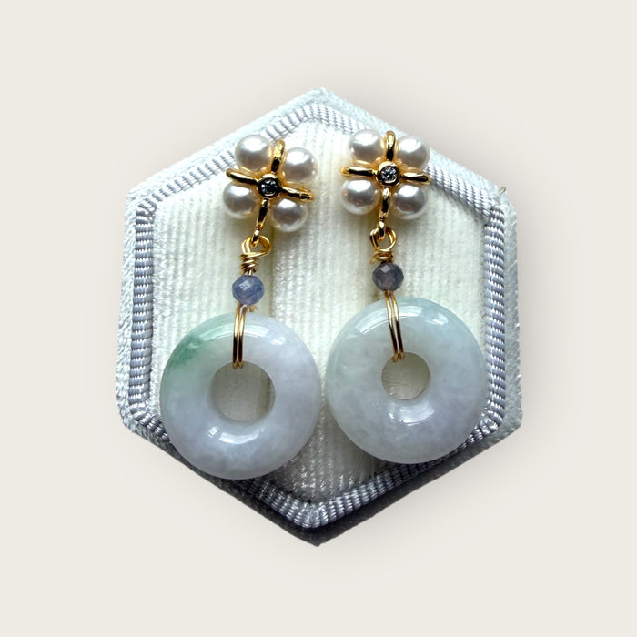 Pearl Jadeite Donut Earring Studs