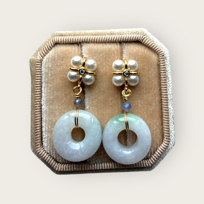 Pearl Jadeite Donut Earring Studs