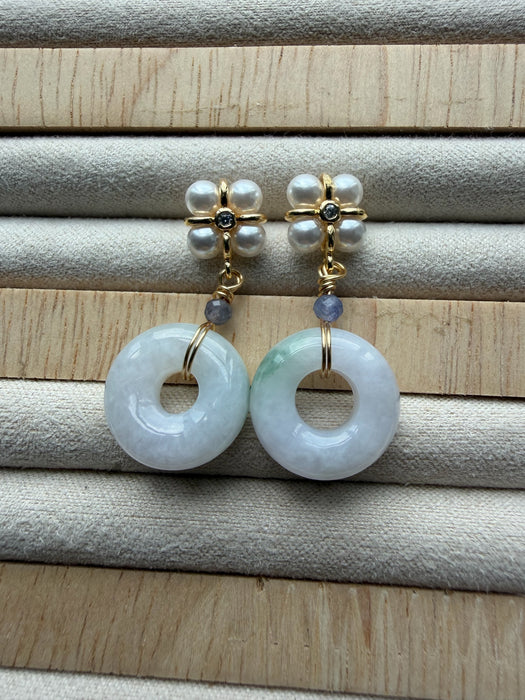 Pearl Jadeite Donut Earring Studs