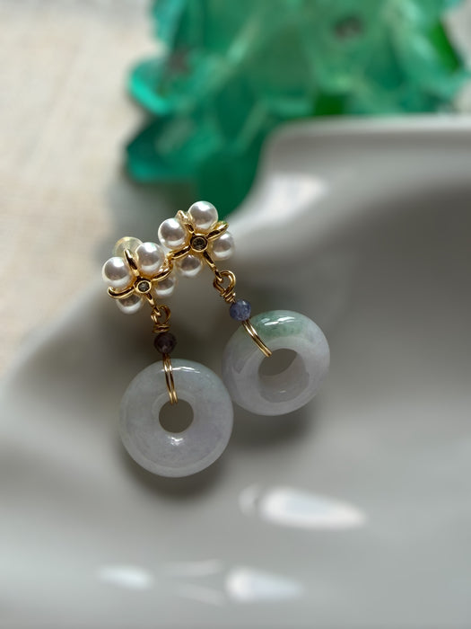 Pearl Jadeite Donut Earring Studs