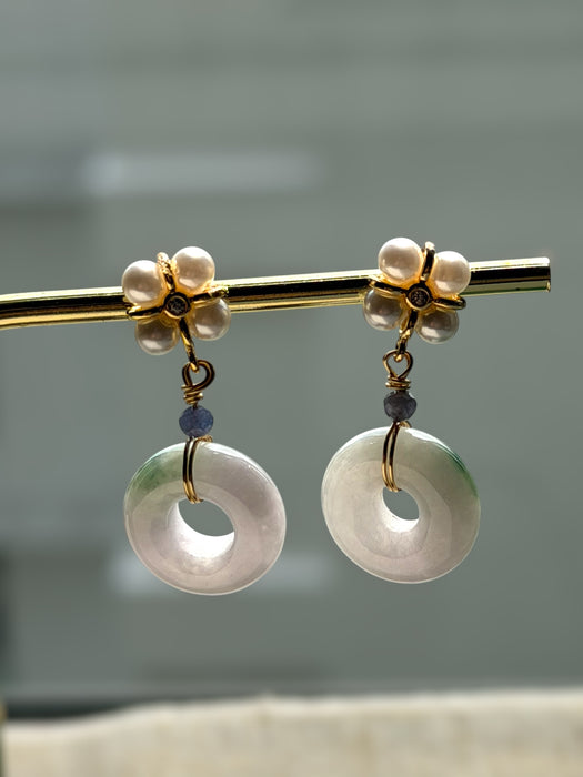 Pearl Jadeite Donut Earring Studs