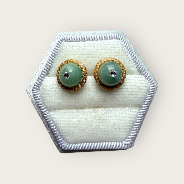 Wheel Jadeite Earring Studs