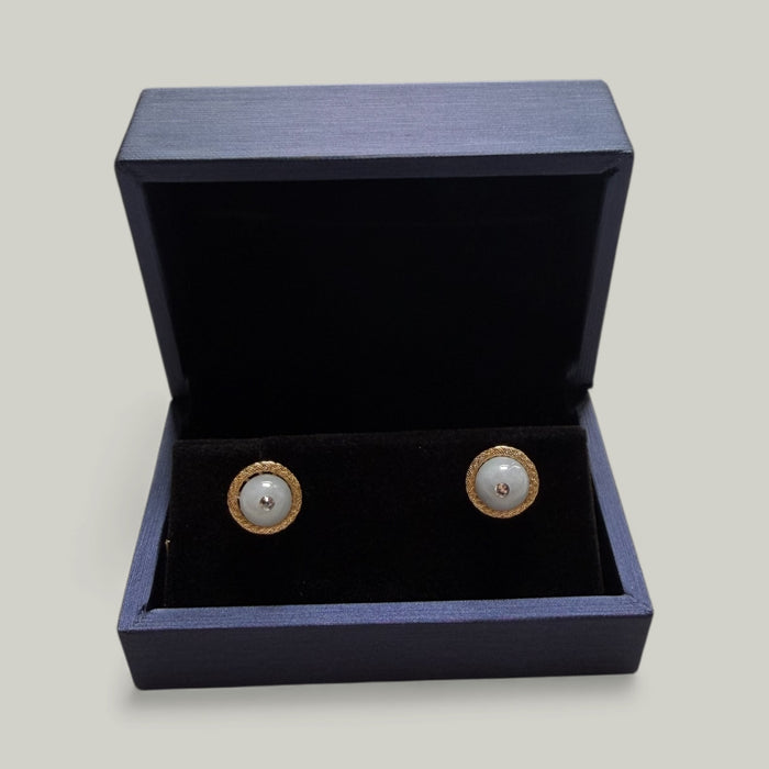 Wheel Jadeite Earring Studs