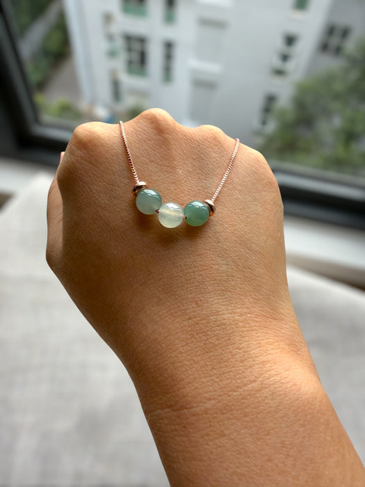 Trio Jadeite Bead Necklace